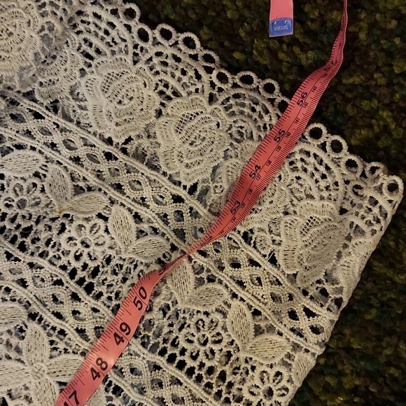 Love Triangle V Neck Lace Overlay Midi Dress Dusky Blue Small - Picture 14 of 17